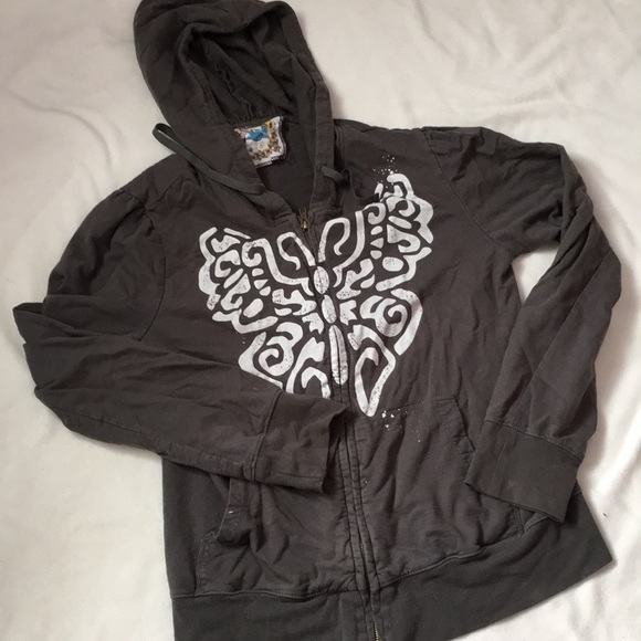 Tops | Butterfly Zip Up Hoodie | Poshmark